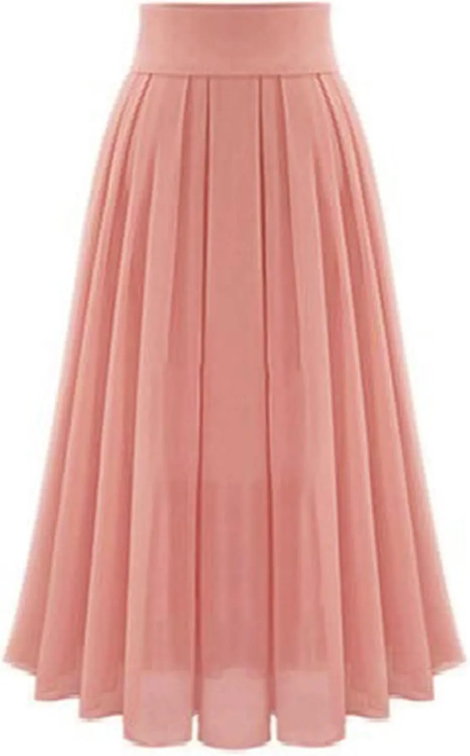 Womens High Waist Chiffon Maxi Skirt Casual Pleated A-Line Flowy Swing Long Floor Length Skirts for Beach Prom Party