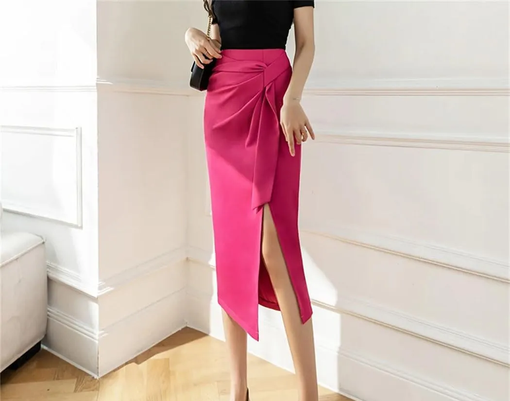 Women's High Waist Hip Skirt Summer Irregular Casual Holiday Party Slit Skirt Streetwear