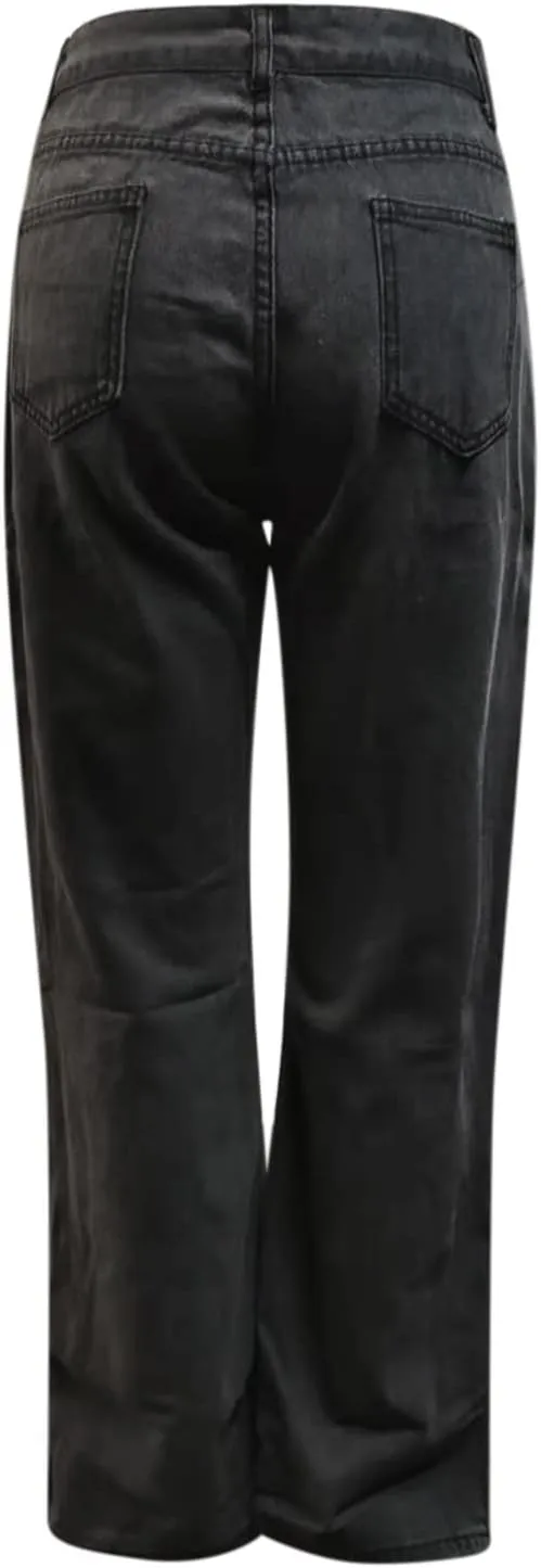 Womens High Waisted Jeans Flare Bottom Retro Stretch Boyfriend Bootcut Casual Denim Pants