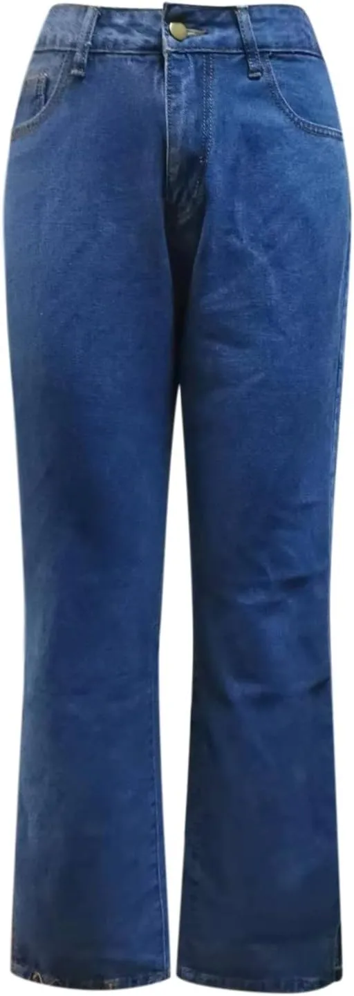 Womens High Waisted Jeans Flare Bottom Retro Stretch Boyfriend Bootcut Casual Denim Pants