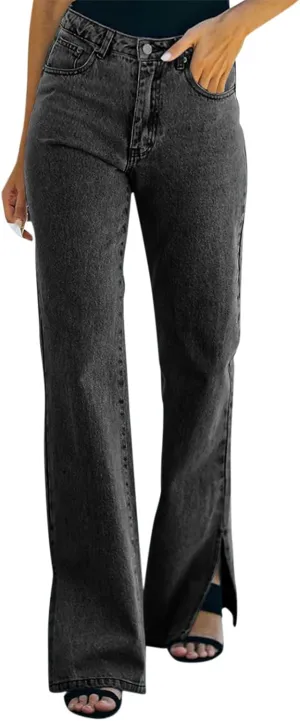 Womens High Waisted Jeans Flare Bottom Retro Stretch Boyfriend Bootcut Casual Denim Pants