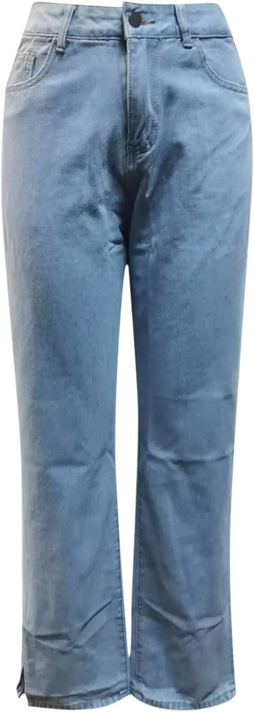 Womens High Waisted Jeans Flare Bottom Retro Stretch Boyfriend Bootcut Casual Denim Pants