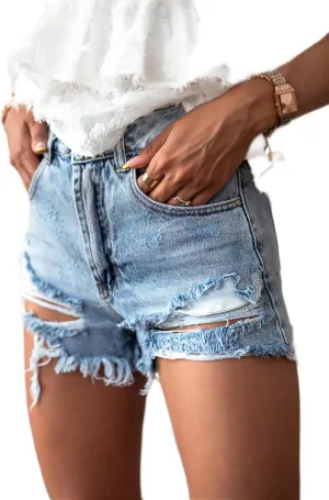 Women's High Waisted Ripped Denim Shorts Women Frayed Raw Hem Jean Shorts Black Sexy Denim Hot Pants