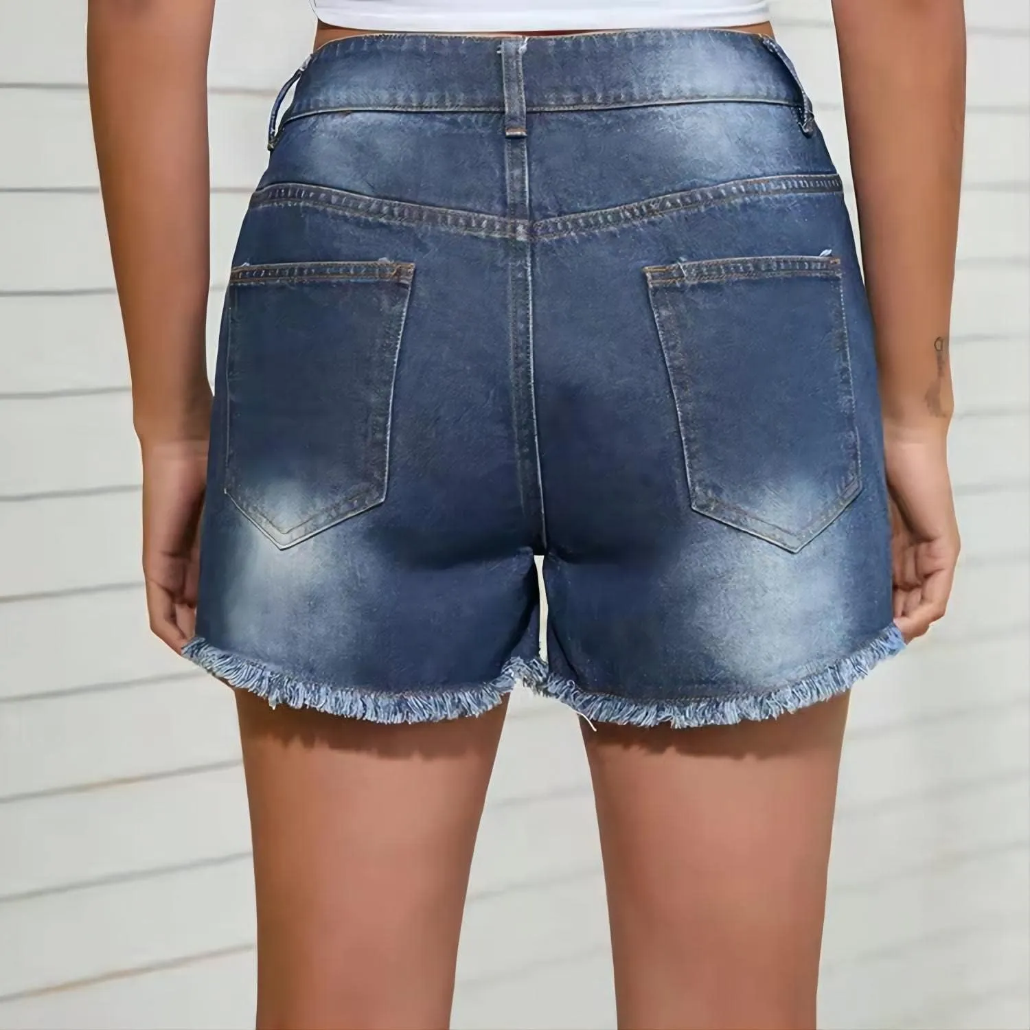 Women's High Waisted Ripped Denim Shorts Women Frayed Raw Hem Jean Shorts Black Sexy Denim Hot Pants