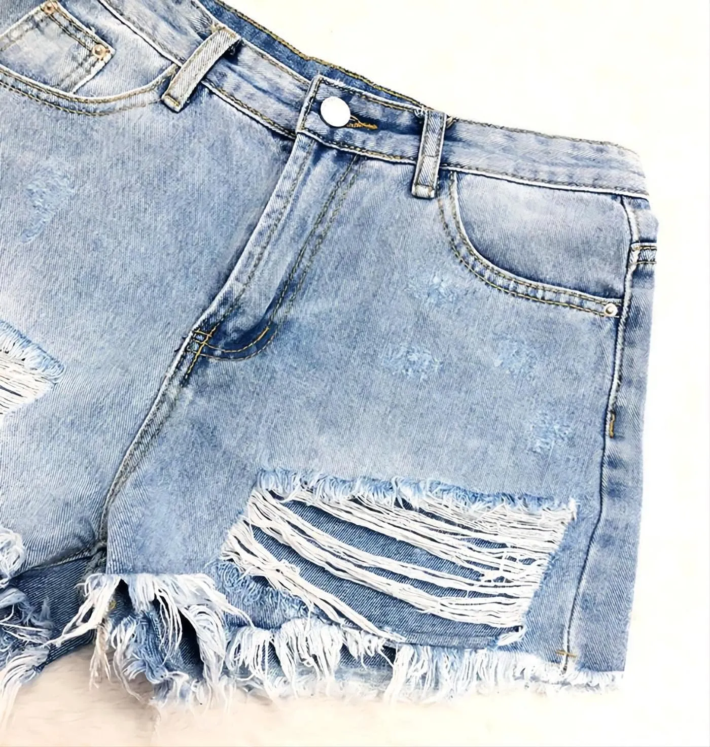 Women's High Waisted Ripped Denim Shorts Women Frayed Raw Hem Jean Shorts Black Sexy Denim Hot Pants