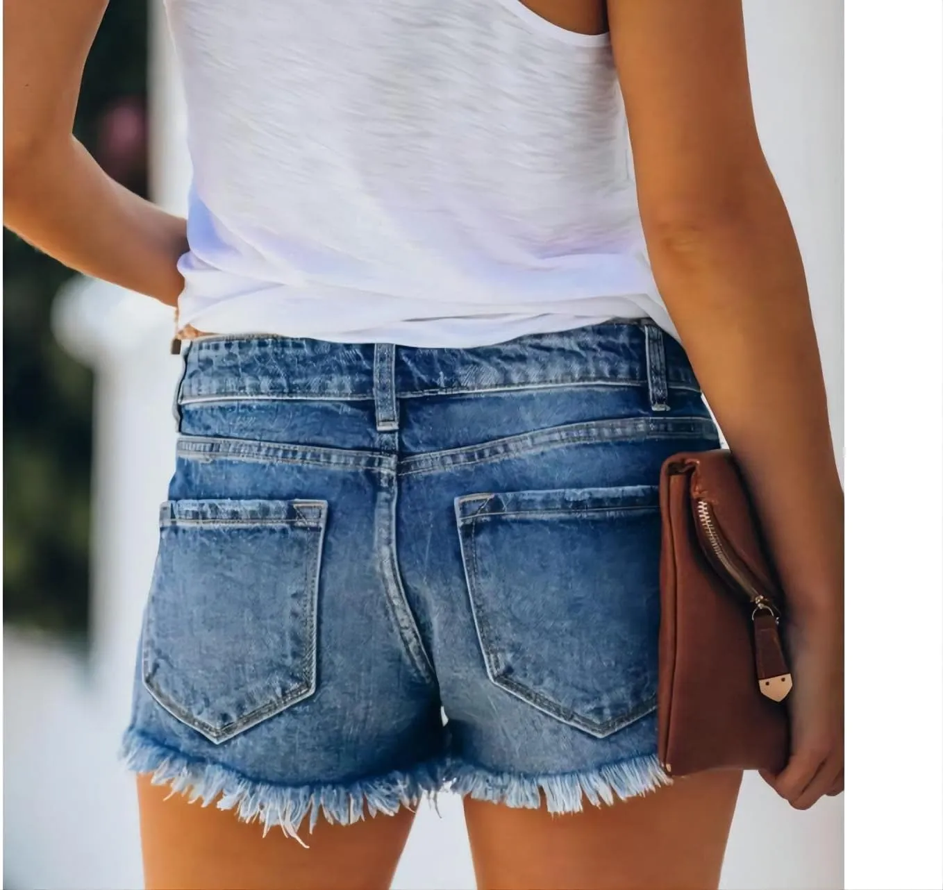 Women's High Waisted Ripped Denim Shorts Women Frayed Raw Hem Jean Shorts Black Sexy Denim Hot Pants