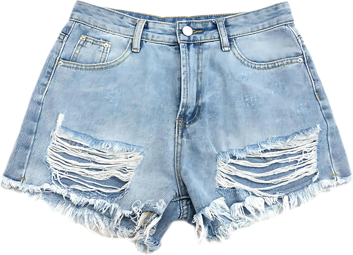 Women's High Waisted Ripped Denim Shorts Women Frayed Raw Hem Jean Shorts Black Sexy Denim Hot Pants