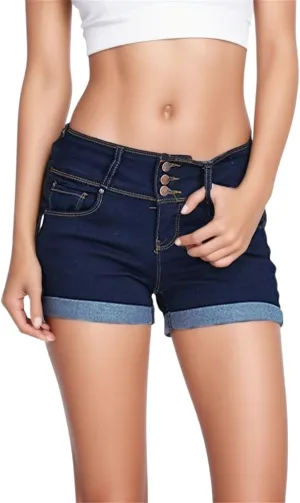 Women's High Waisted Ripped Stretchy Denim Hot Short Summer Casual Distressed Vintage Wash Rolled Hem Shorts Leisure Trousers