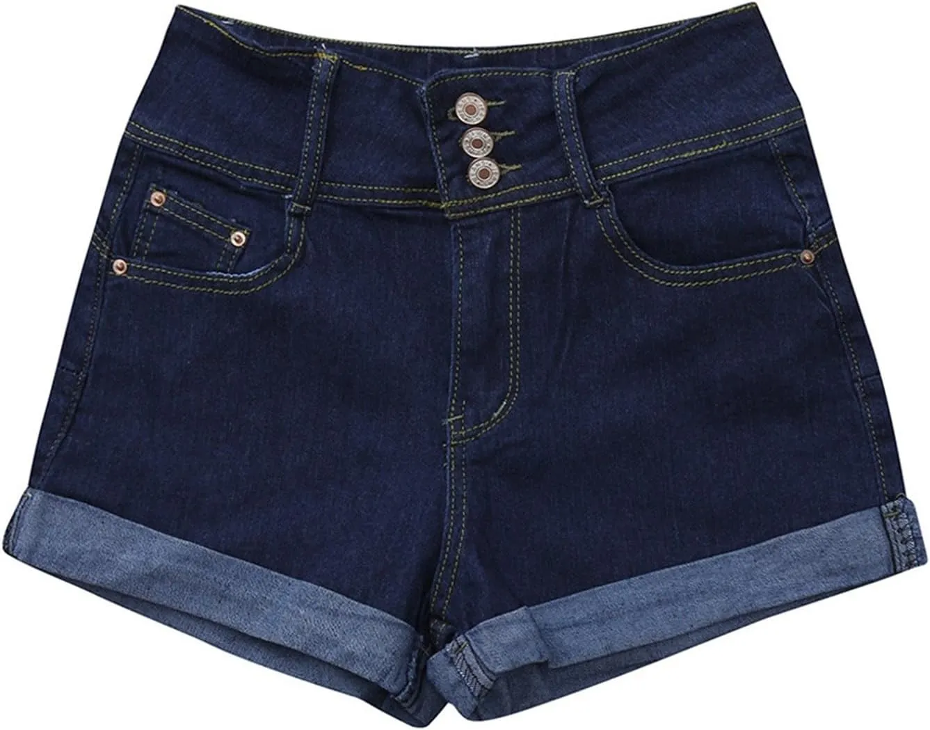 Women's High Waisted Ripped Stretchy Denim Hot Short Summer Casual Distressed Vintage Wash Rolled Hem Shorts Leisure Trousers
