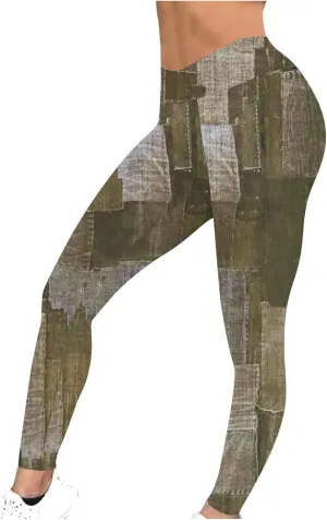 Women's Jean Look Jeggings Tights Slimming Stretchy Faux Denim Leggings Pants Capri High Waist Skinny Jean Leggings