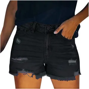 Womens Jean Shorts Distressed Ripped Denim Shorts High Waisted Casual Summer Shorts Fashion Cut Off 2023