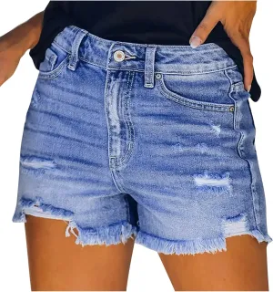 Womens Jean Shorts Distressed Ripped Denim Shorts High Waisted Casual Summer Shorts Fashion Cut Off 2023