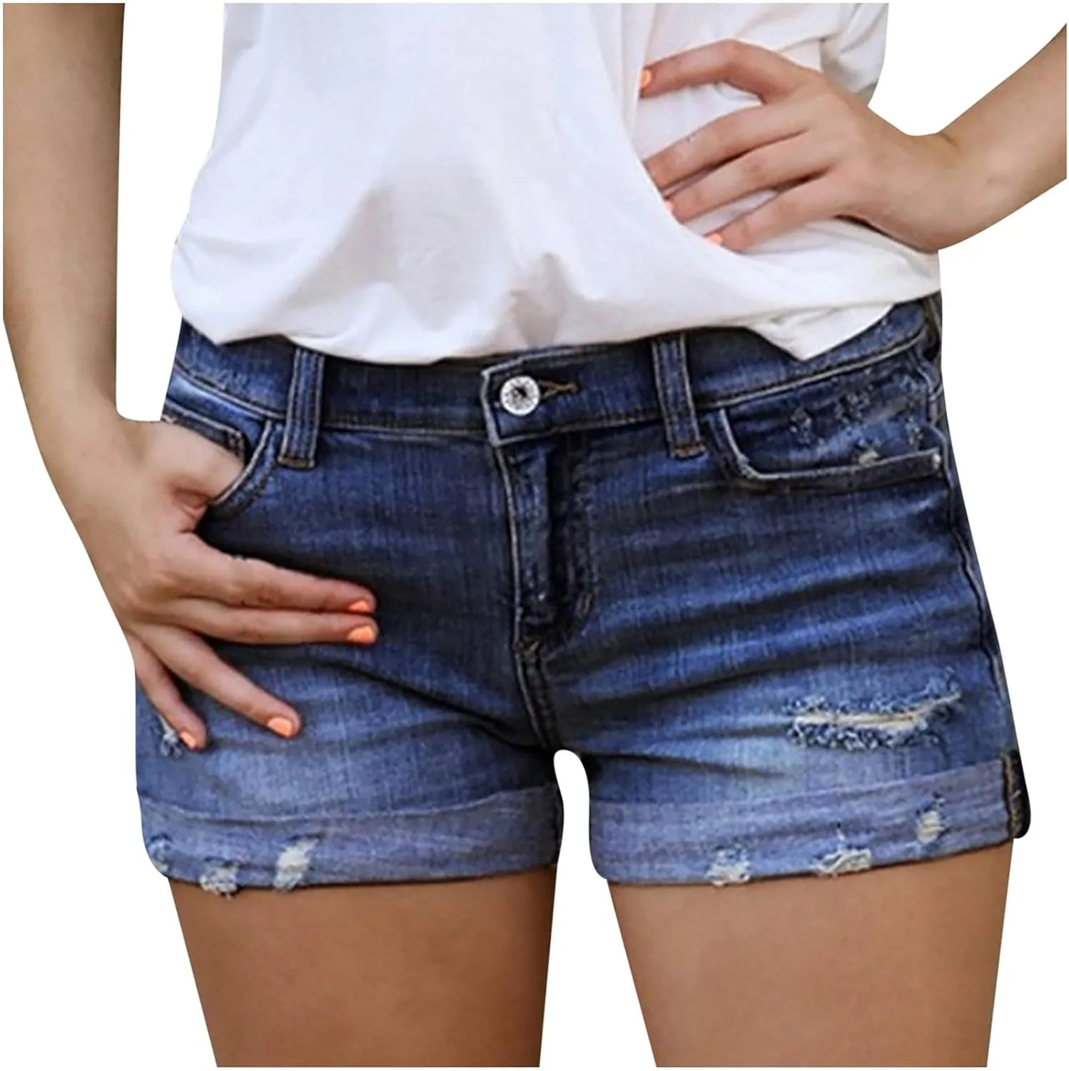 Womens Jean Shorts Distressed Ripped Denim Shorts High Waisted Casual Summer Shorts Fashion Cut Off 2023