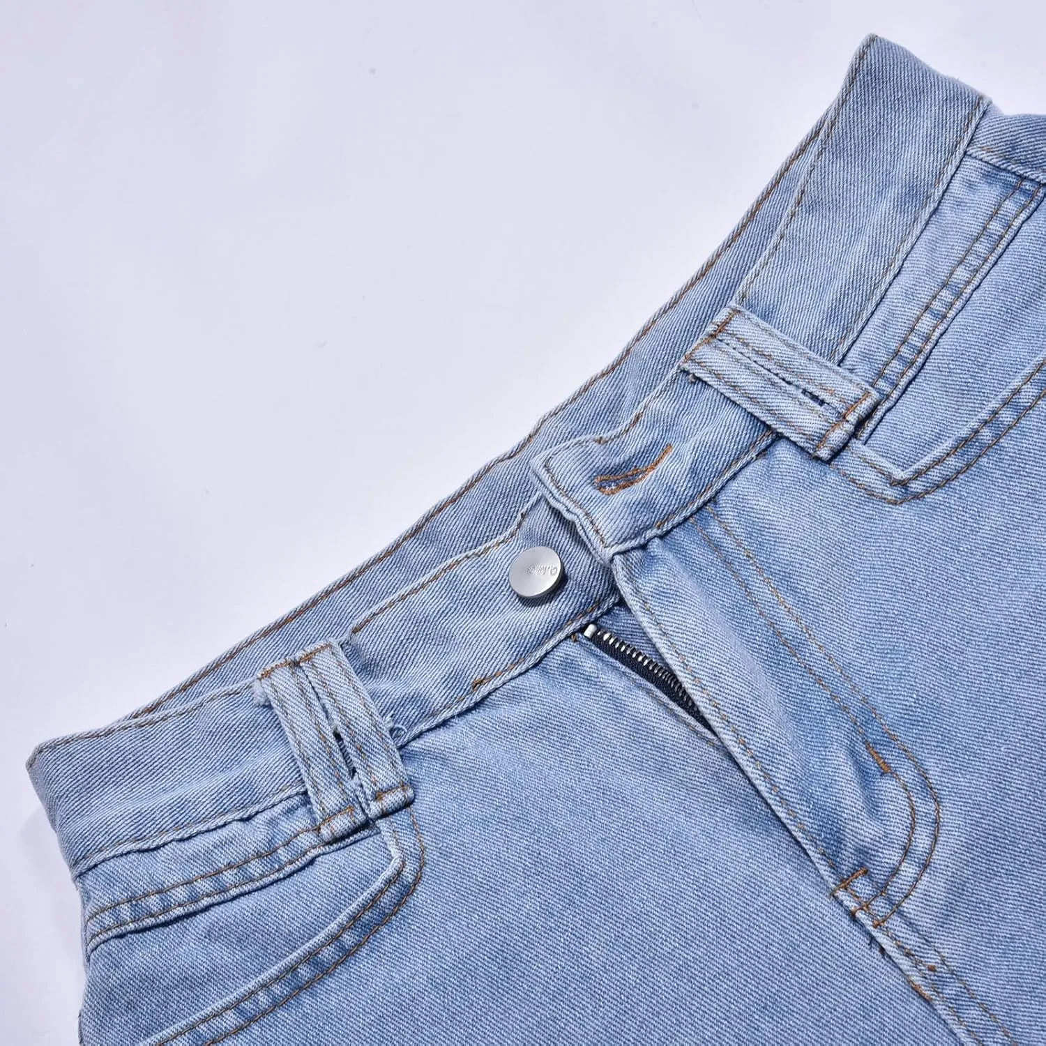Womens Jean Shorts Fringe High Waisted Stretchy Bermuda Shorts Casual Summer Denim Shorts Trendy Loose Fit