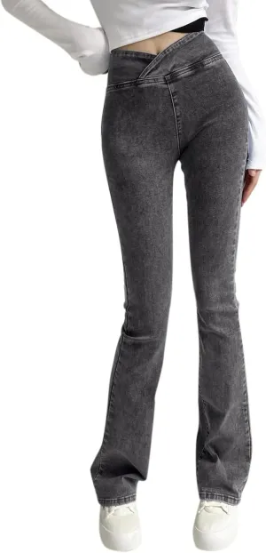 Womens Jeans Trendy 2024 Women's High Elastic High Waist Trousers Slim Fit Hip Sexy Jeans Flare Womens Jean Sweat