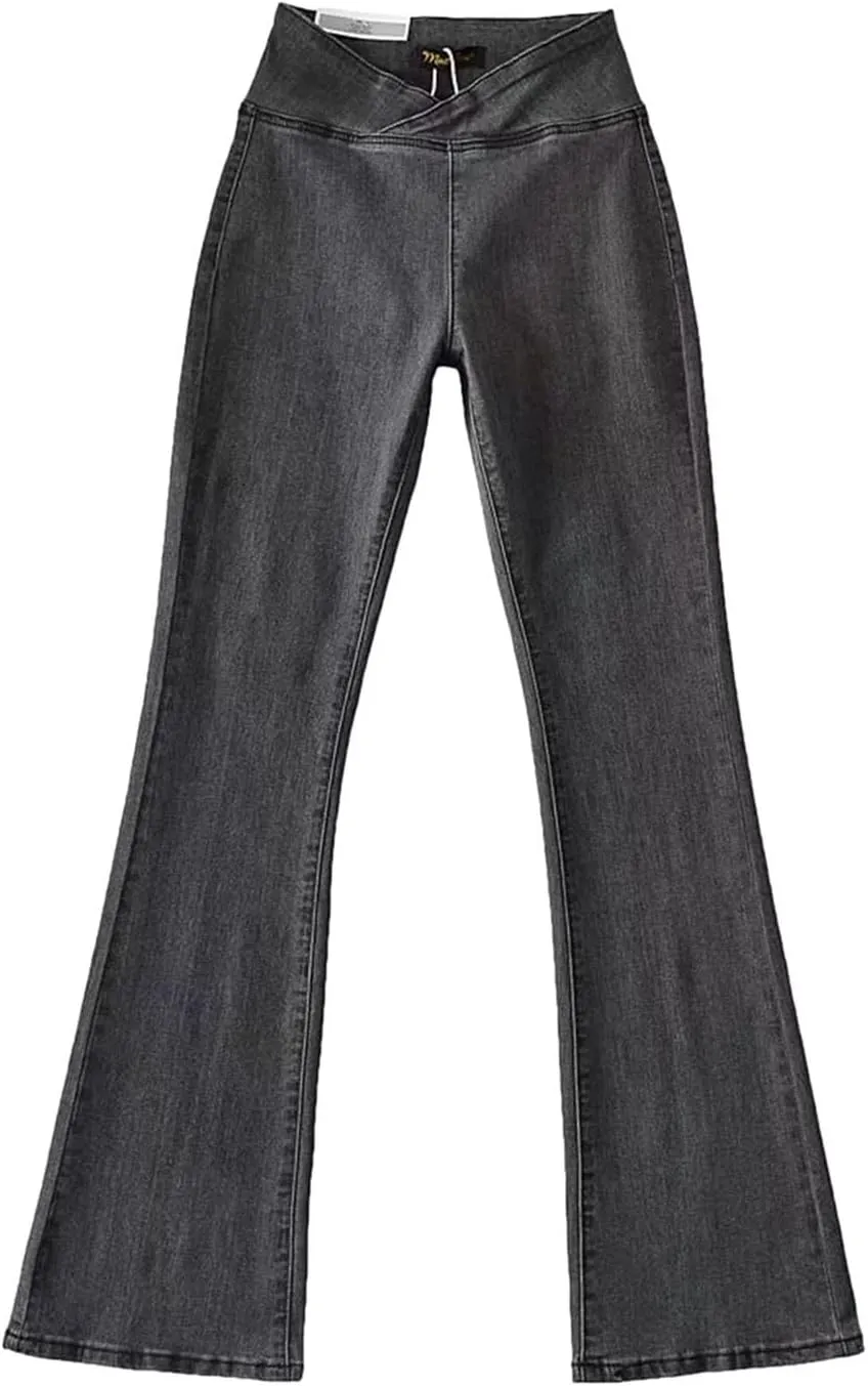 Womens Jeans Trendy 2024 Women's High Elastic High Waist Trousers Slim Fit Hip Sexy Jeans Flare Womens Jean Sweat