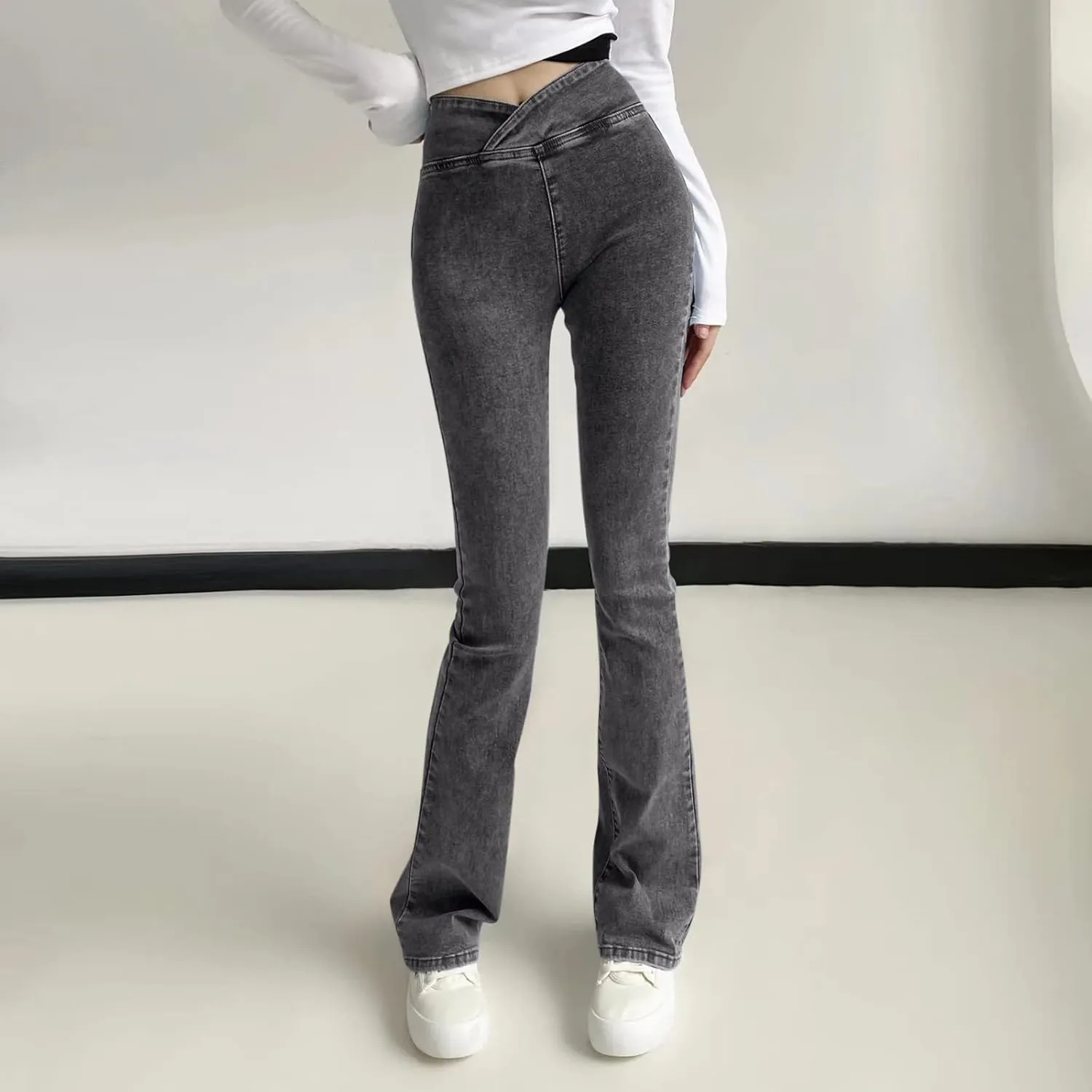 Womens Jeans Trendy 2024 Women's High Elastic High Waist Trousers Slim Fit Hip Sexy Jeans Flare Womens Jean Sweat