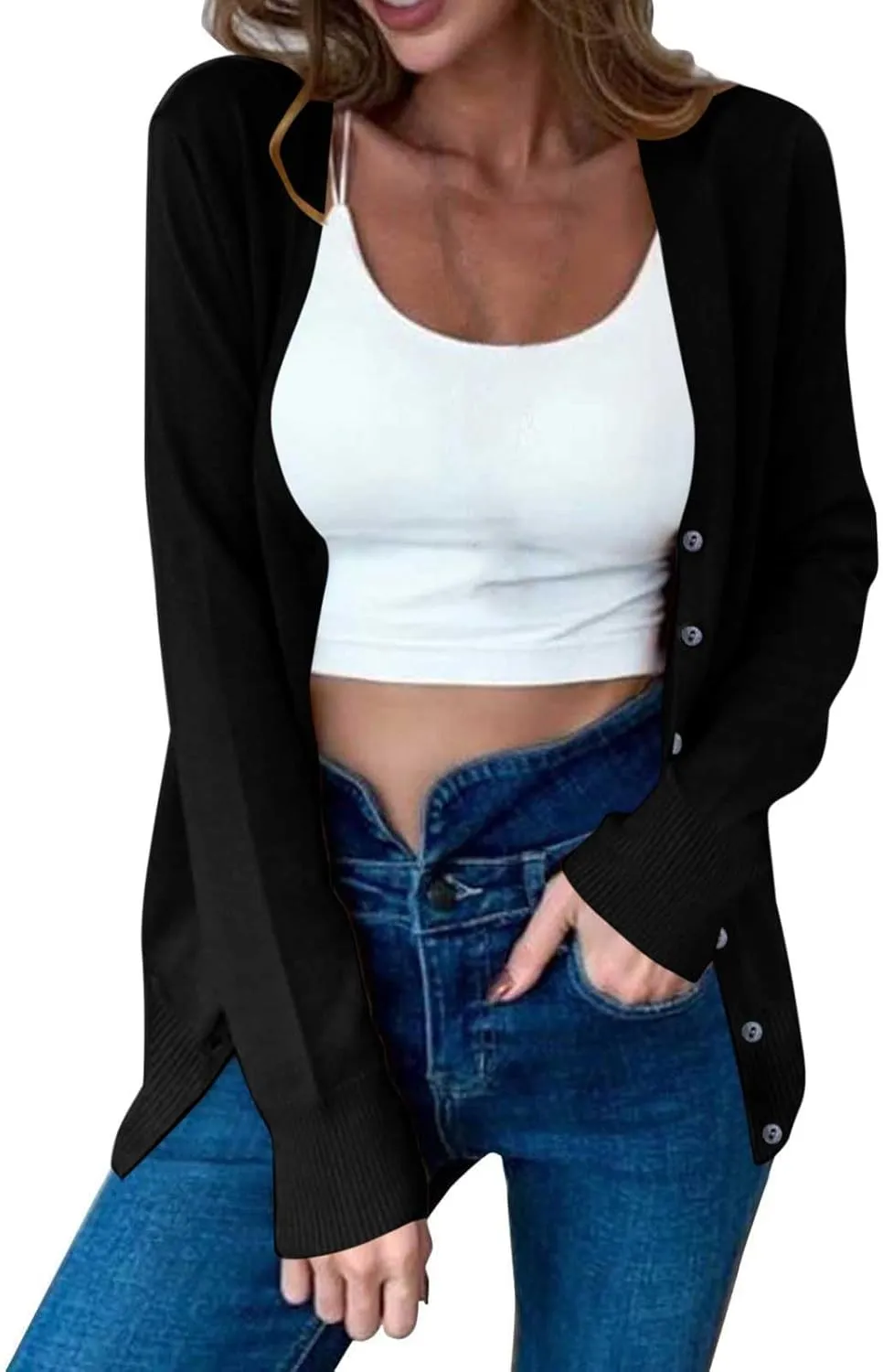 Womens Knit Cardigan Open Front Button Down Sweaters Solid V Neck Sweater 2025 Soft Warm Cardigan Cable Knit Cardigan
