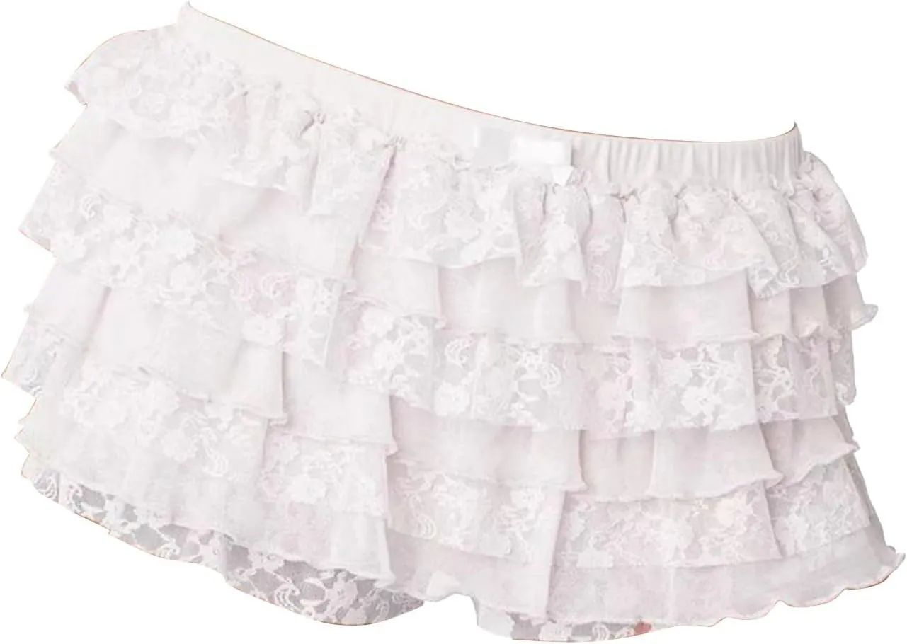 Womens Lace Mini Skirt Y2k Ruffle Shorts Layered Skirts Low Rise Flowy Short Skirt A-Line Tiered Skirts Club Party