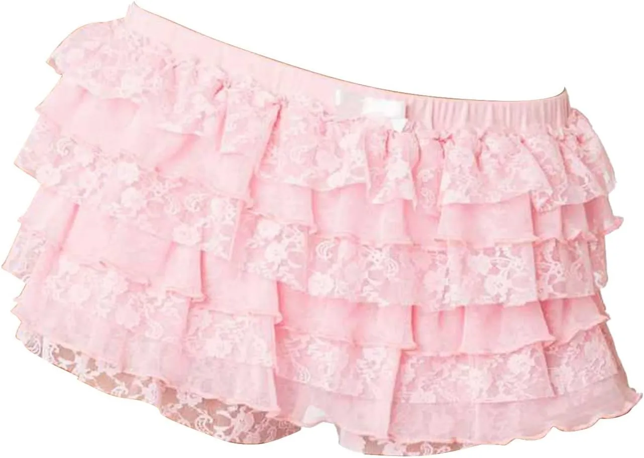 Womens Lace Mini Skirt Y2k Ruffle Shorts Layered Skirts Low Rise Flowy Short Skirt A-Line Tiered Skirts Club Party