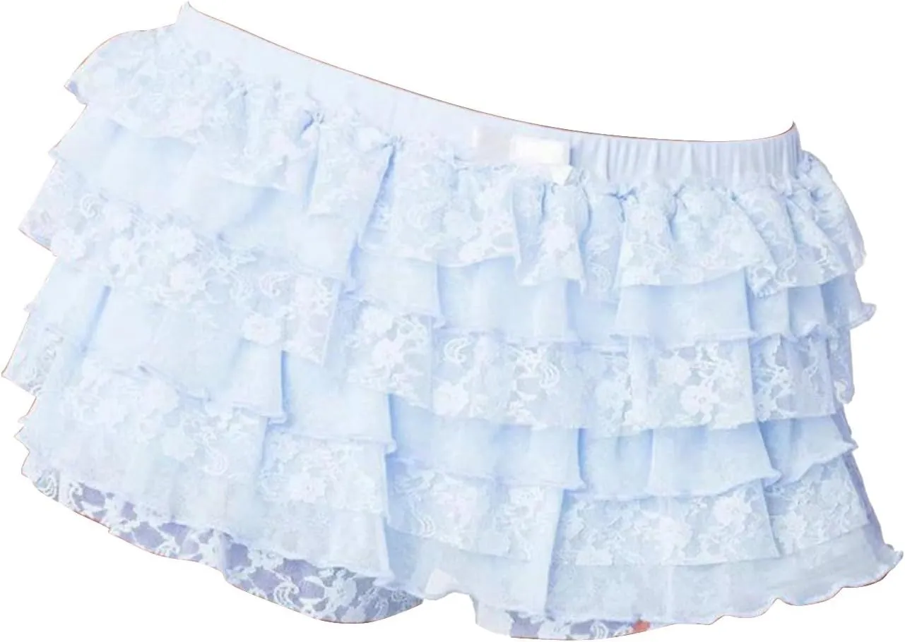 Womens Lace Mini Skirt Y2k Ruffle Shorts Layered Skirts Low Rise Flowy Short Skirt A-Line Tiered Skirts Club Party