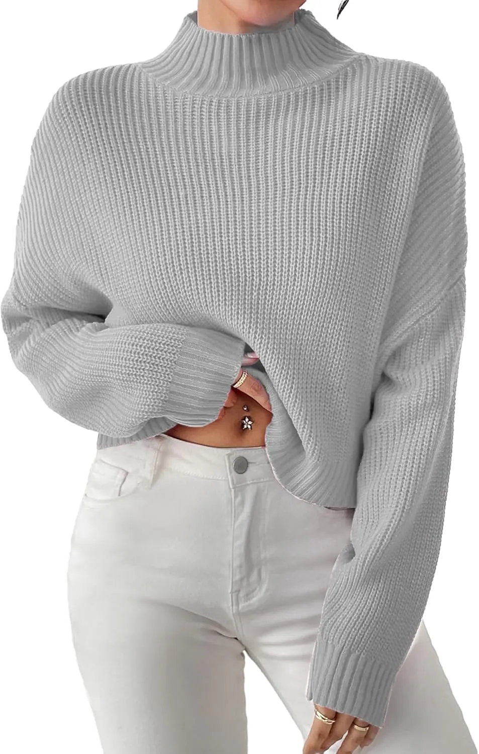 Womens Lightweight Cute Turtleneck Ultra Cropped Sweaters Spring 2025 Ribbed Knit Crop Thin Pullover Sweater