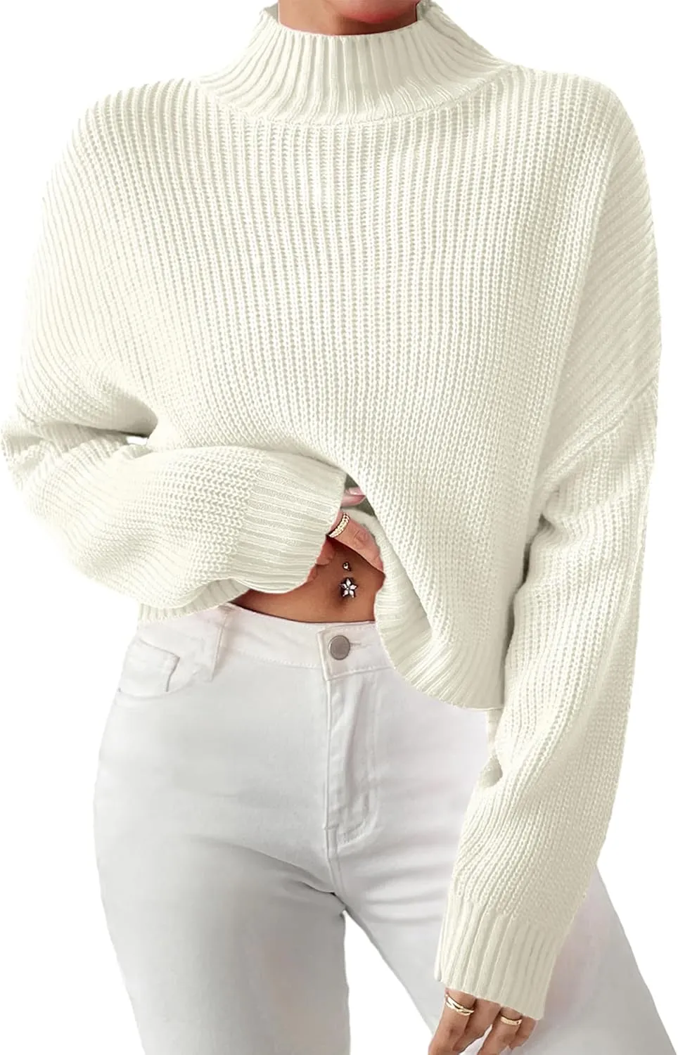 Womens Lightweight Cute Turtleneck Ultra Cropped Sweaters Spring 2025 Ribbed Knit Crop Thin Pullover Sweater