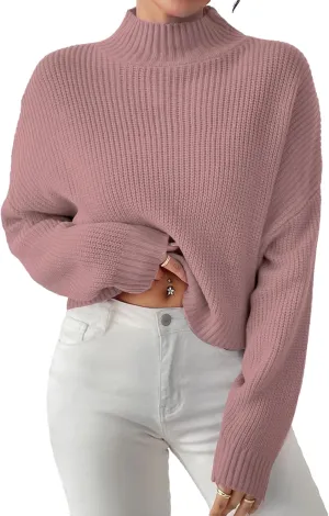 Womens Lightweight Cute Turtleneck Ultra Cropped Sweaters Spring 2025 Ribbed Knit Crop Thin Pullover Sweater