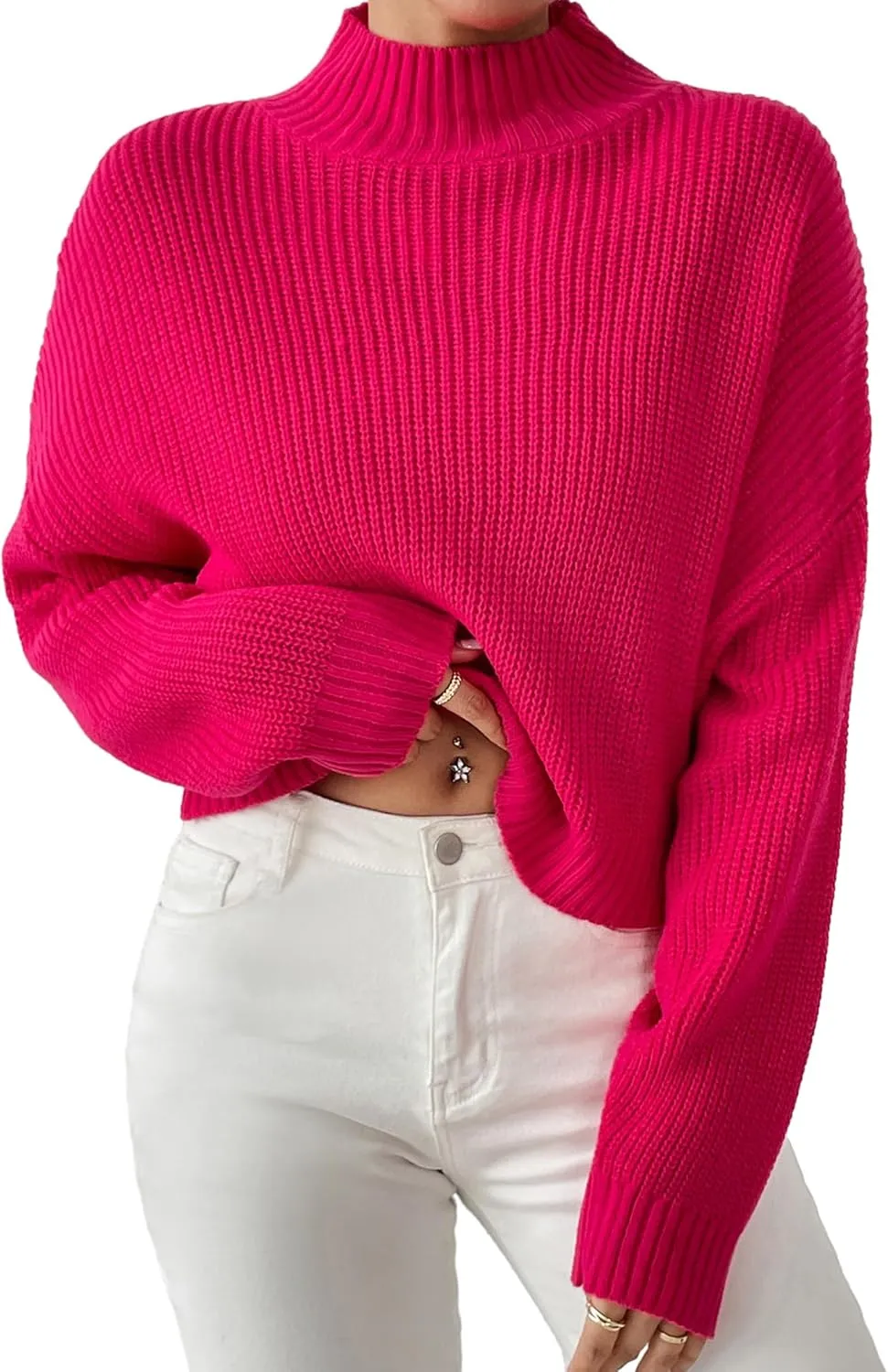 Womens Lightweight Cute Turtleneck Ultra Cropped Sweaters Spring 2025 Ribbed Knit Crop Thin Pullover Sweater