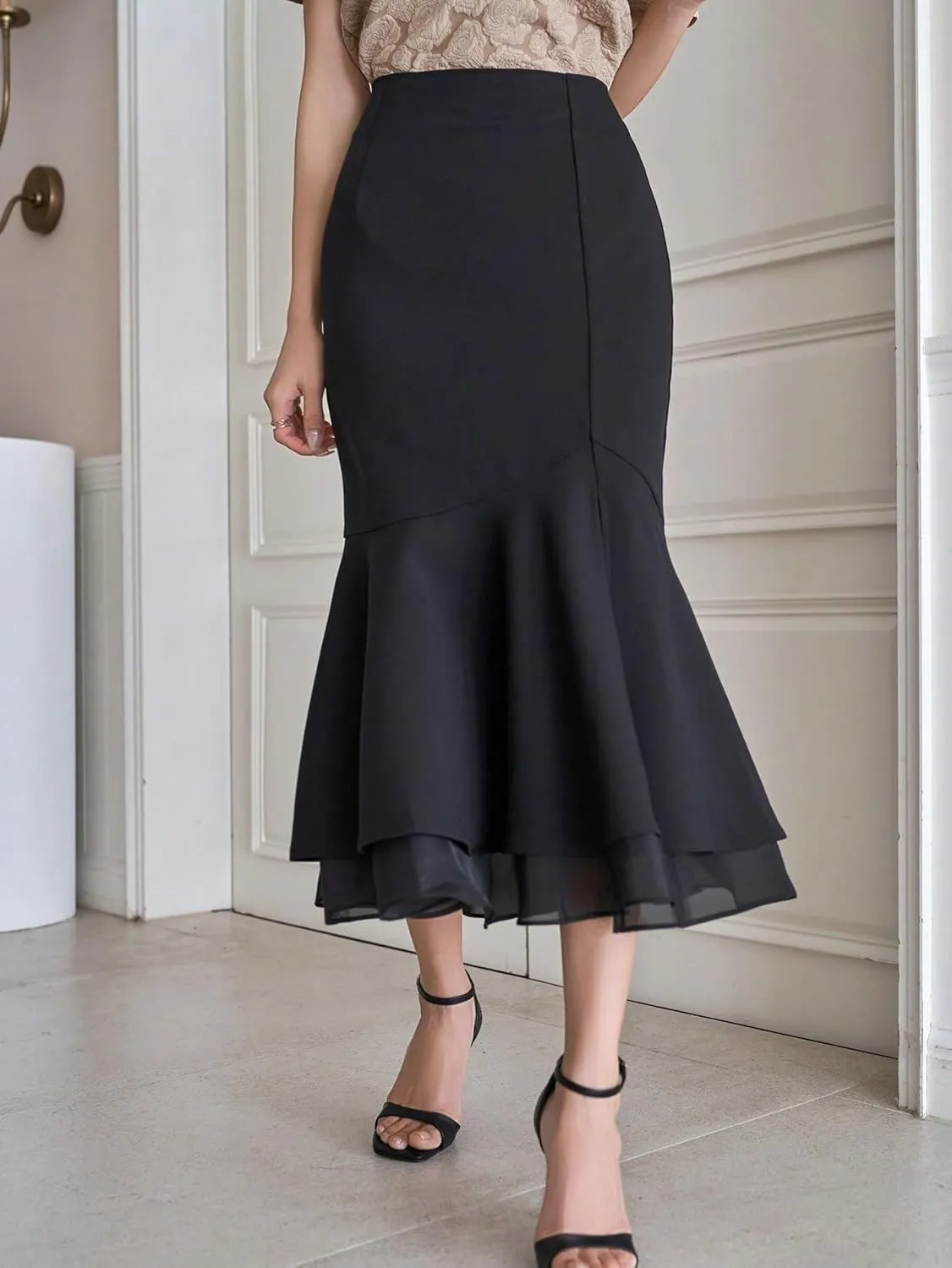 Women's Maxi Skirt Summer Midi Elegant Commuting Slit Skirt