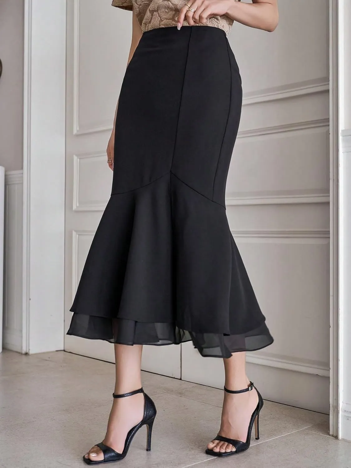 Women's Maxi Skirt Summer Midi Elegant Commuting Slit Skirt