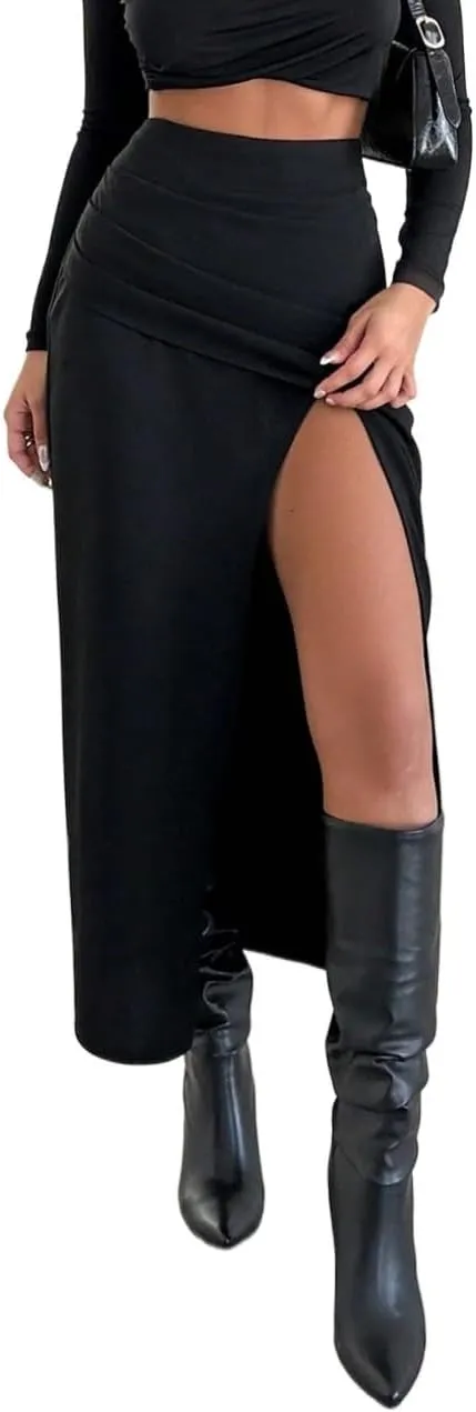 Women's Maxi Skirt Summer Midi High Waist High Slit Skirt