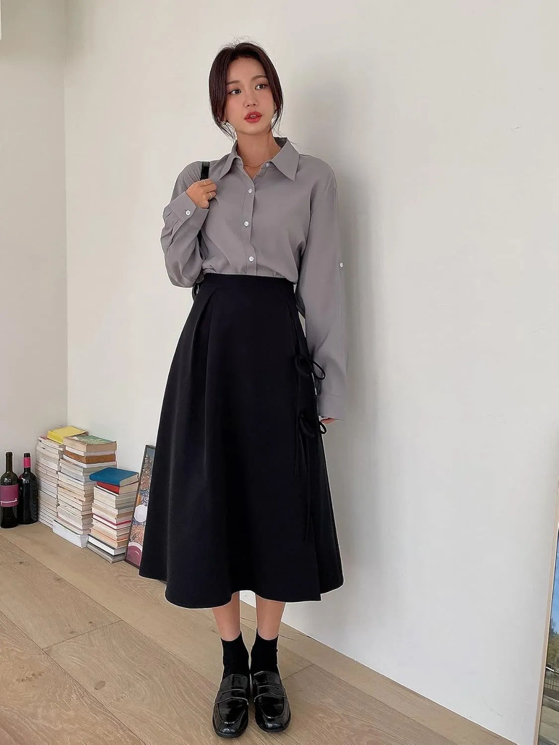 Women's Maxi Skirt Summer Midi High Waist Knot Side Slit Skirt