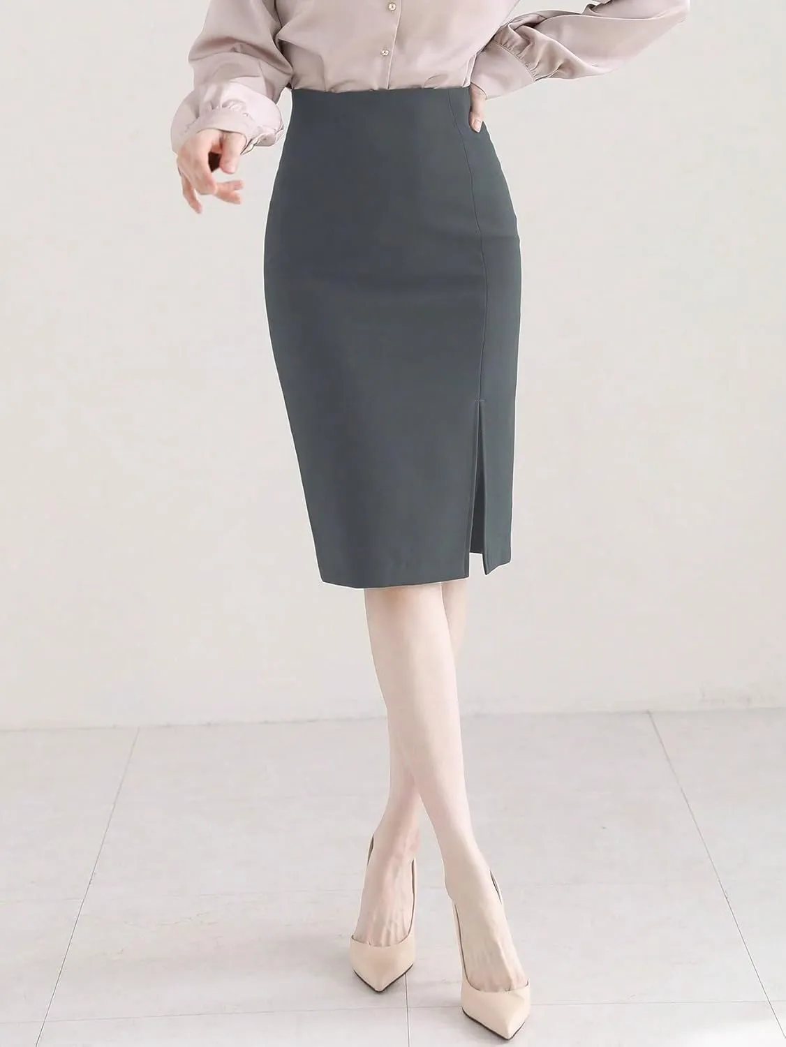 Women's Maxi Skirt Summer Midi Solid Color Elegant Side Slit Skirt Summer