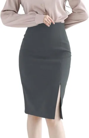 Women's Maxi Skirt Summer Midi Solid Color Elegant Side Slit Skirt Summer