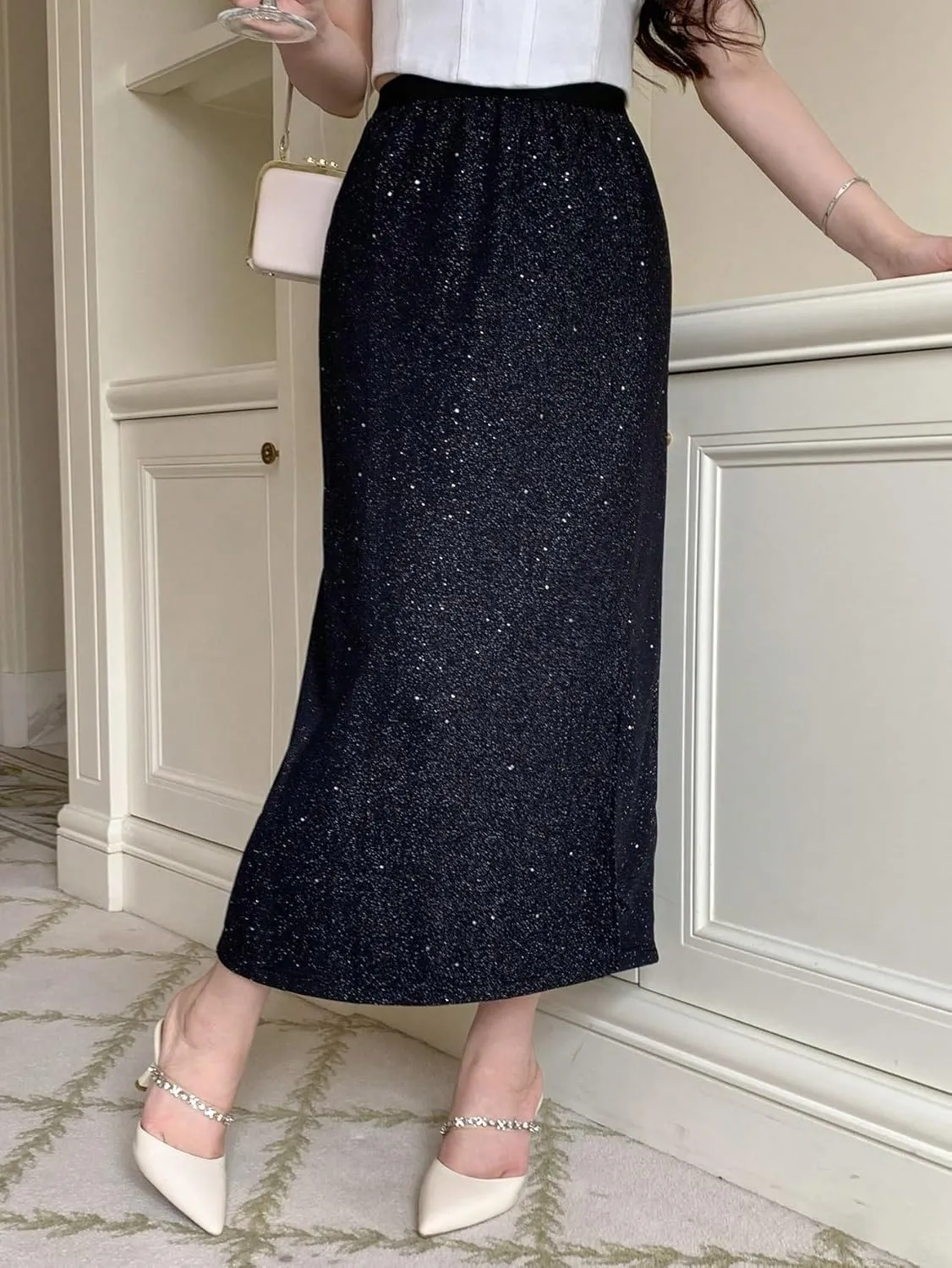 Women's Maxi Skirt Summer Midi Solid Slit Skirt