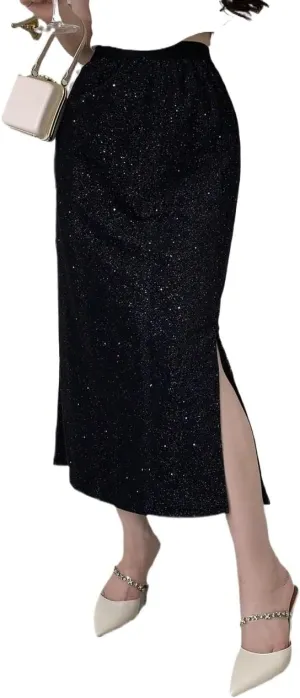 Women's Maxi Skirt Summer Midi Solid Slit Skirt