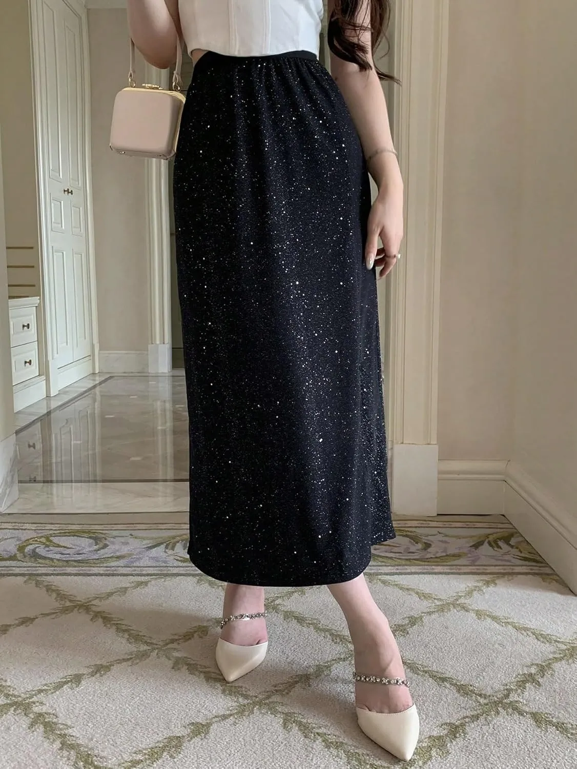 Women's Maxi Skirt Summer Midi Solid Slit Skirt