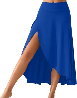 Womens Maxi Skirts Flowy High Waist Wrap Skirt with Slit Asymmetrical Ruffle High Low with Shorts