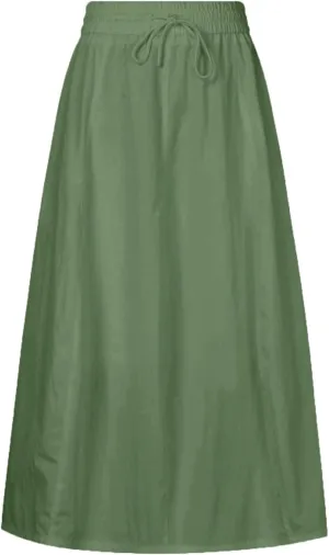 Womens Maxi Slit Skirt Elastic Waist Drawstring Long Skirts for Women with Pockets