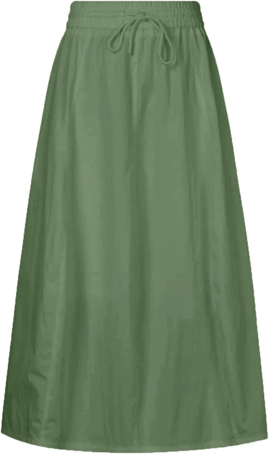 Womens Maxi Slit Skirt Elastic Waist Drawstring Long Skirts for Women with Pockets