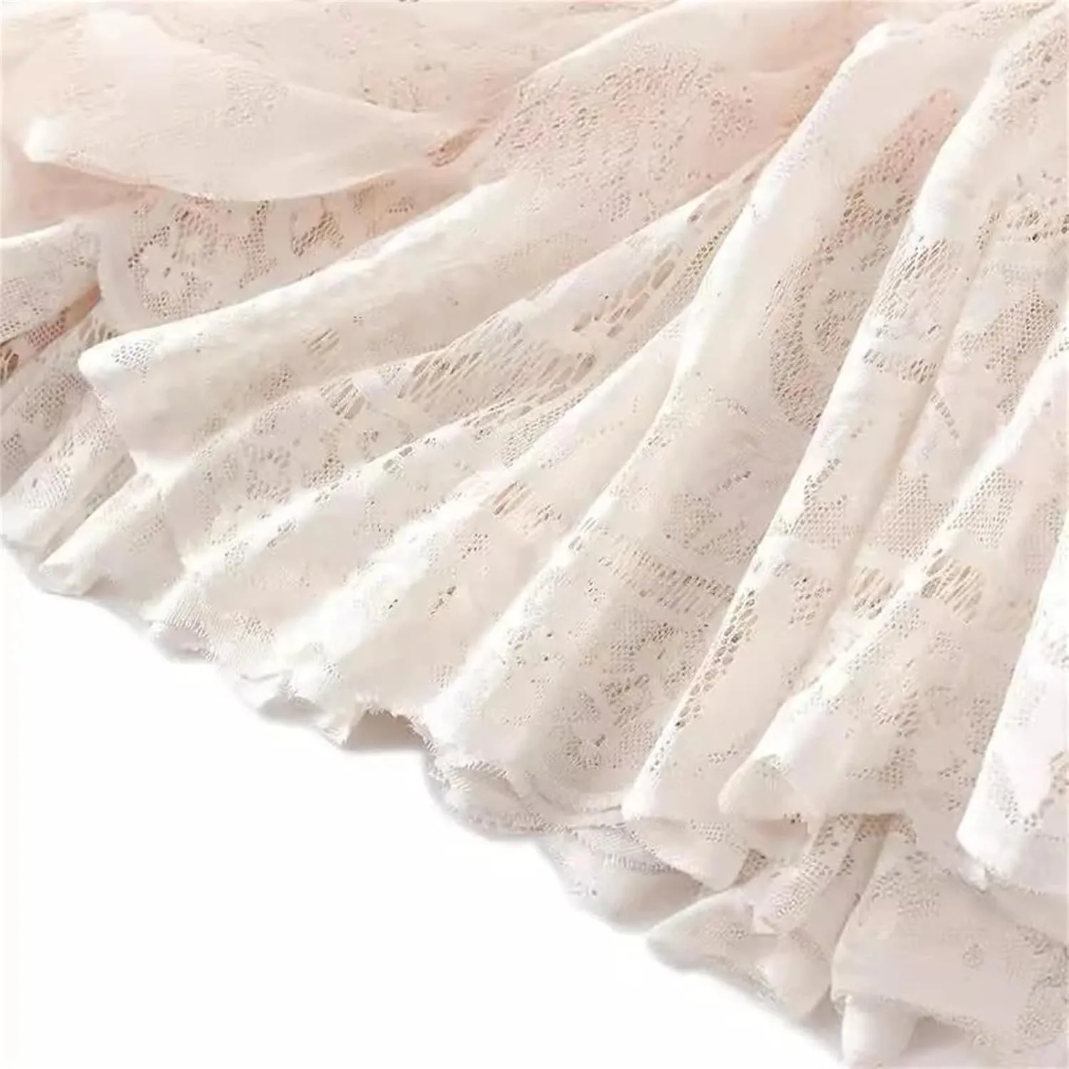 Women's Mid-Length Lace Skirt High Waisted A-Line Pleated Slim Fit Mini Skirt
