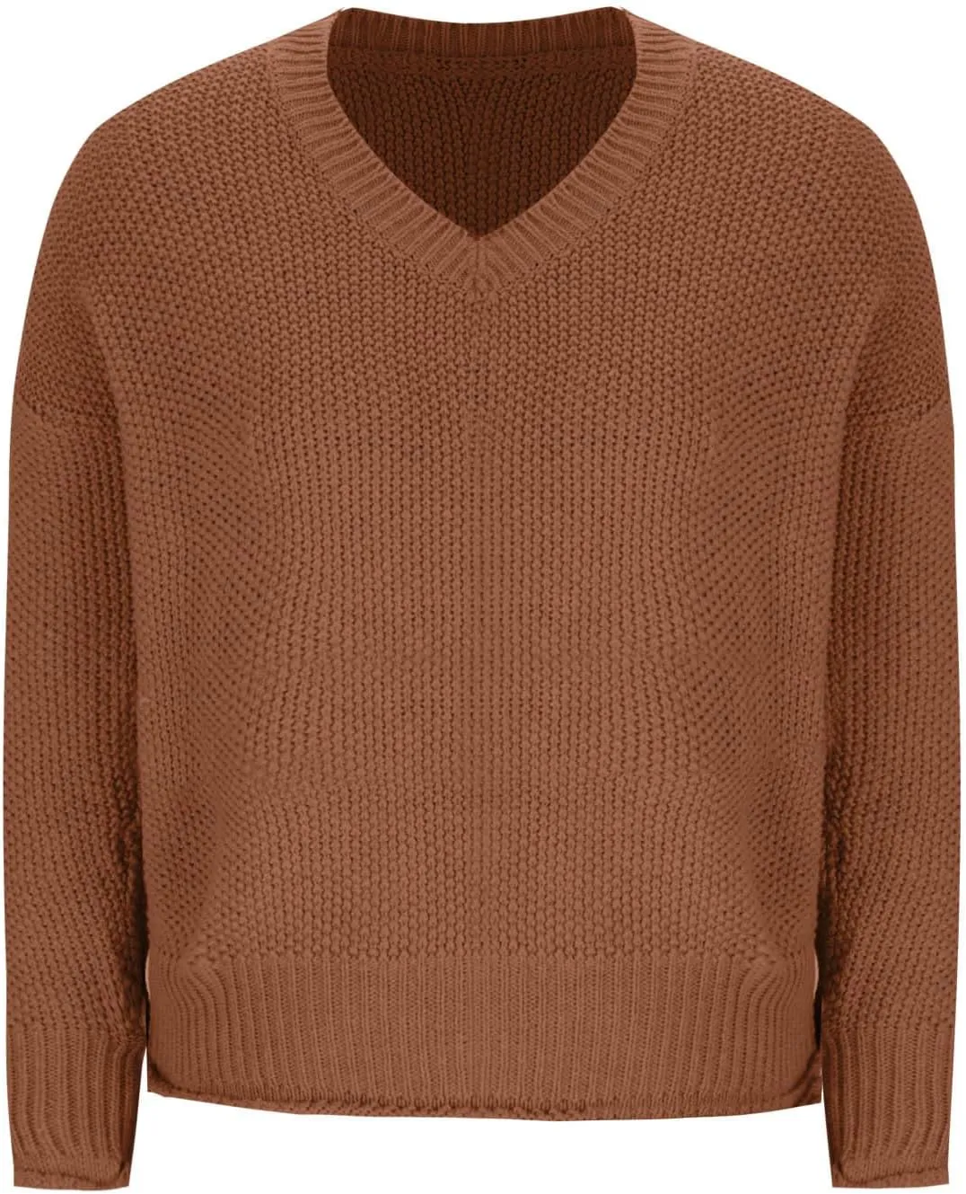 Women's Oversized V Neck Long Sleeve Knit Sweater Casual Fall Cropped Sweaters Pullover Top 2024 Trendy Outfits