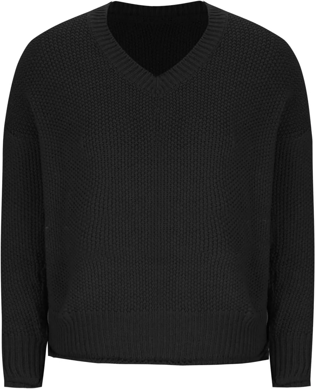 Women's Oversized V Neck Long Sleeve Knit Sweater Casual Fall Cropped Sweaters Pullover Top 2024 Trendy Outfits
