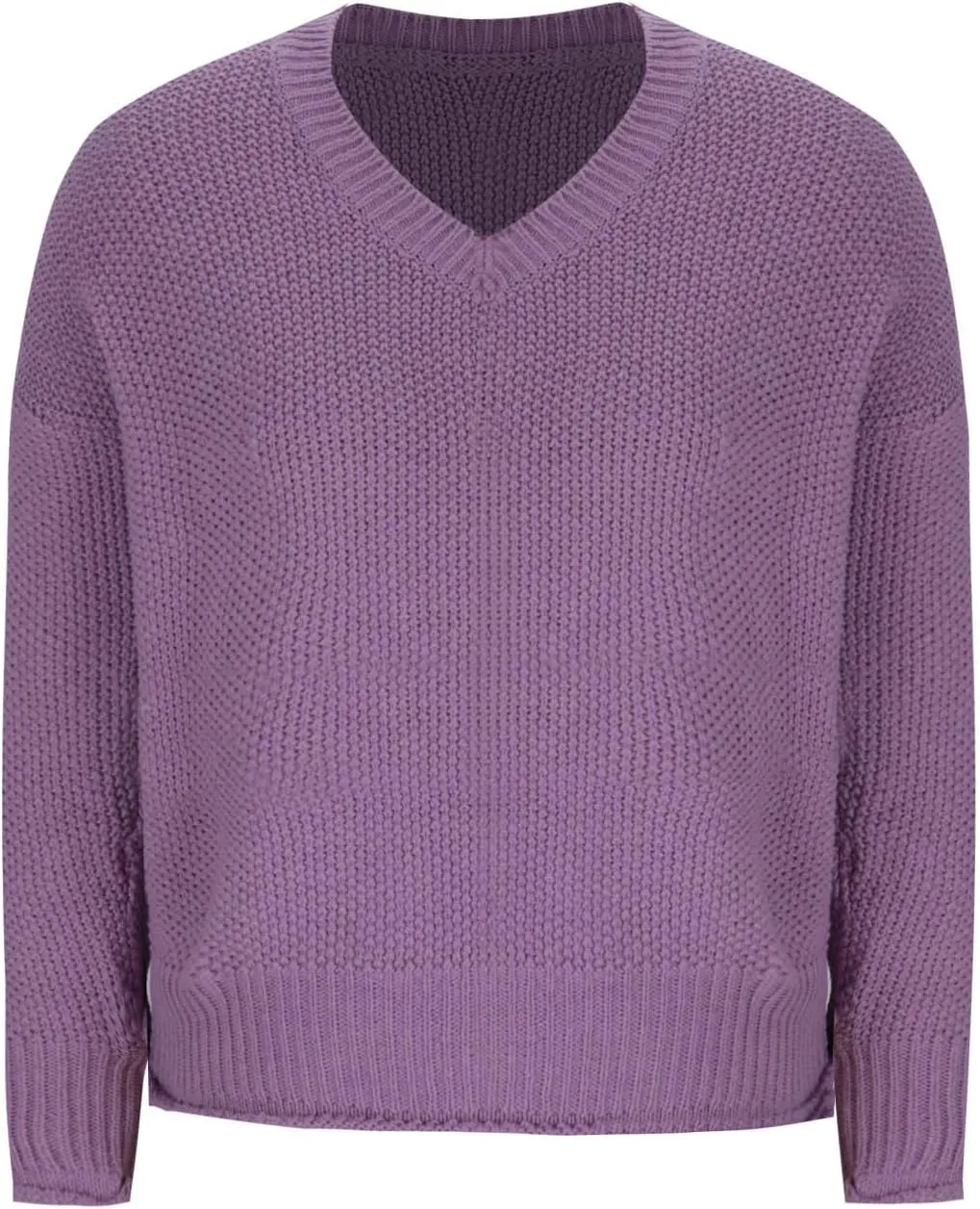 Women's Oversized V Neck Long Sleeve Knit Sweater Casual Fall Cropped Sweaters Pullover Top 2024 Trendy Outfits