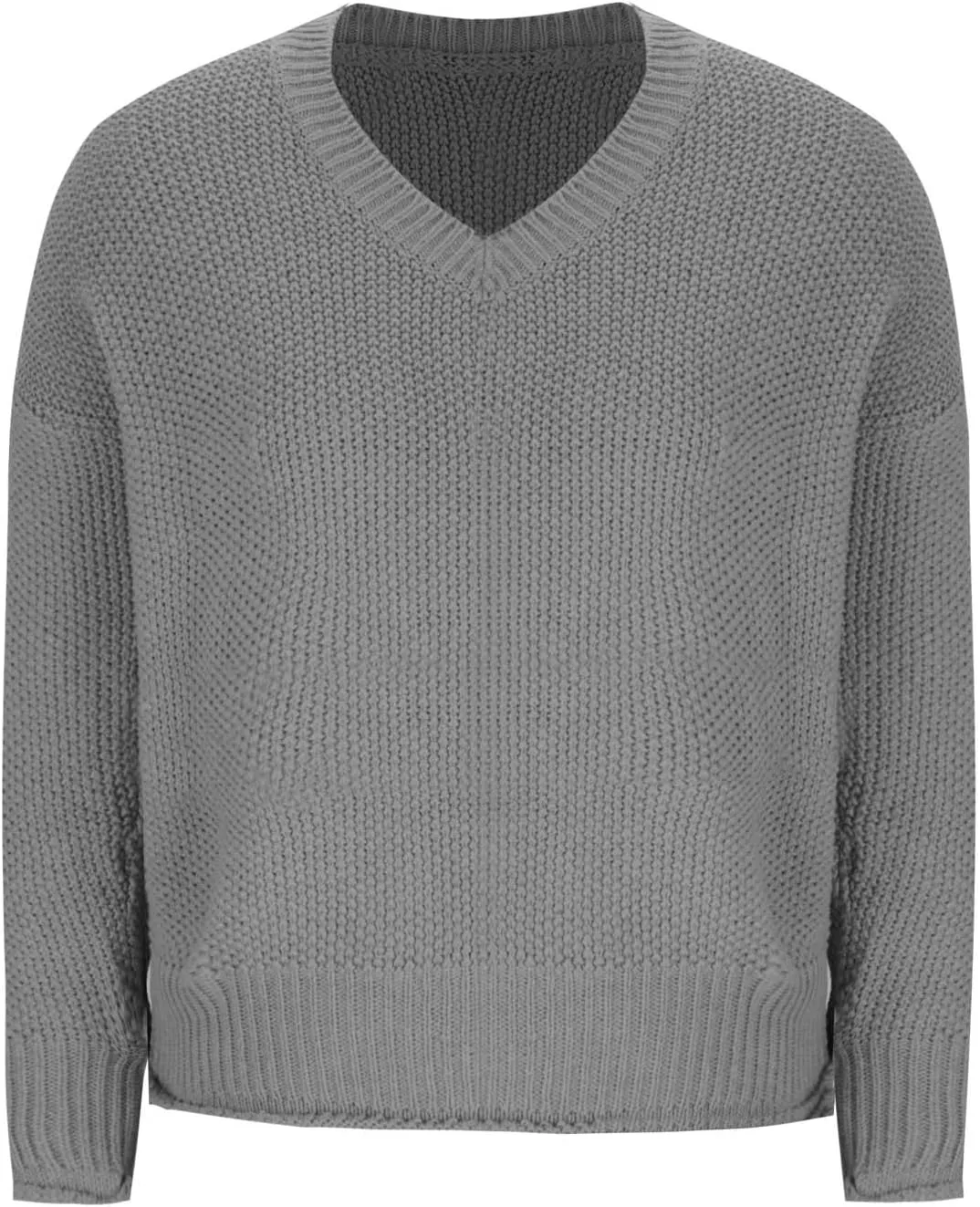 Women's Oversized V Neck Long Sleeve Knit Sweater Casual Fall Cropped Sweaters Pullover Top 2024 Trendy Outfits
