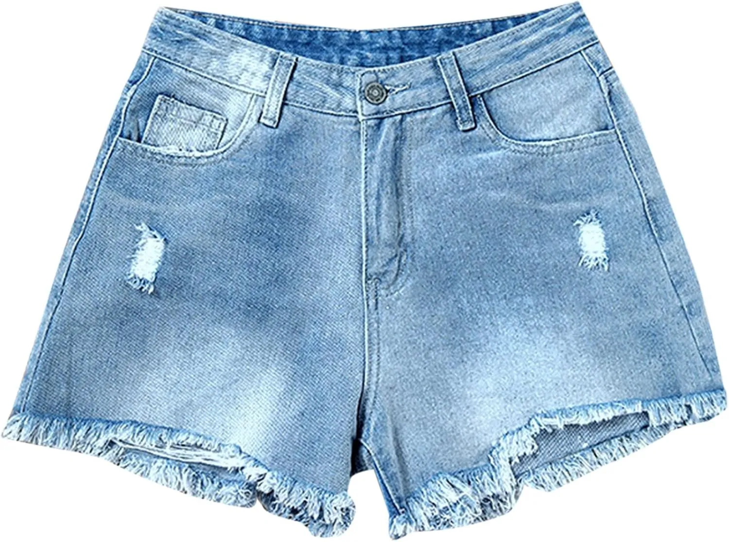 Womens Ripped Denim Shorts Casual Summer Stretch High Waisted Ladies Distressed Frayed Raw Hem Baggy Jean Shorts