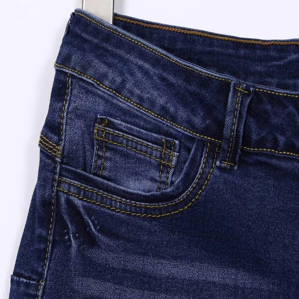 Women's Ripped Denim Shorts with Pockets,High-Waisted Stretch Fit,Distressed Hem Casual Summer Style