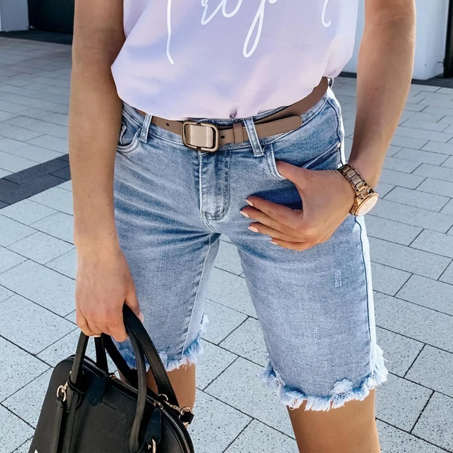 Women's Ripped Jean Shorts High Waisted Stretchy Denim Comfort Fit Summer 2025 Casual Distressed Jeans Shorts