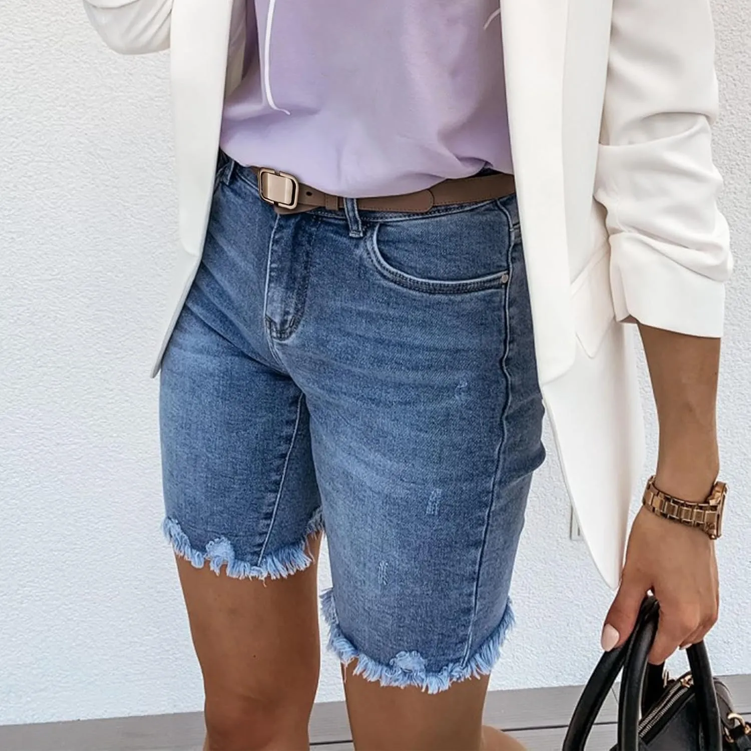Women's Ripped Jean Shorts High Waisted Stretchy Denim Comfort Fit Summer 2025 Casual Distressed Jeans Shorts